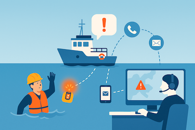 Offshore AIS MOB alert system illustration